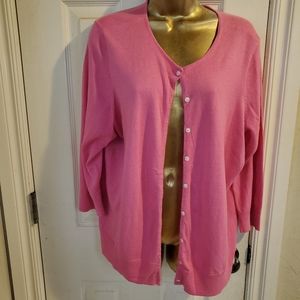 RALPH LAUREN CHAPS PINK CARDIGAN 1X
